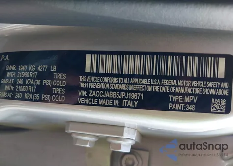 2018 Jeep Renegade Latitude Fwd z USA, uszkodzony, nr VIN ZACCJABB5JPJ19671